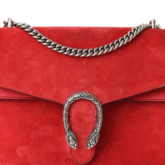 GUCCI  Suede Vitello Velvet Medium Dionysus Shoulder Bag Vulcanic Red - Picture 8 of 12
